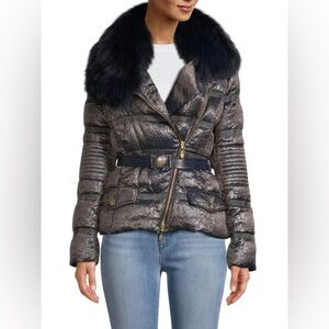 Versace Collection Fox Fur-Trim Down Puffer